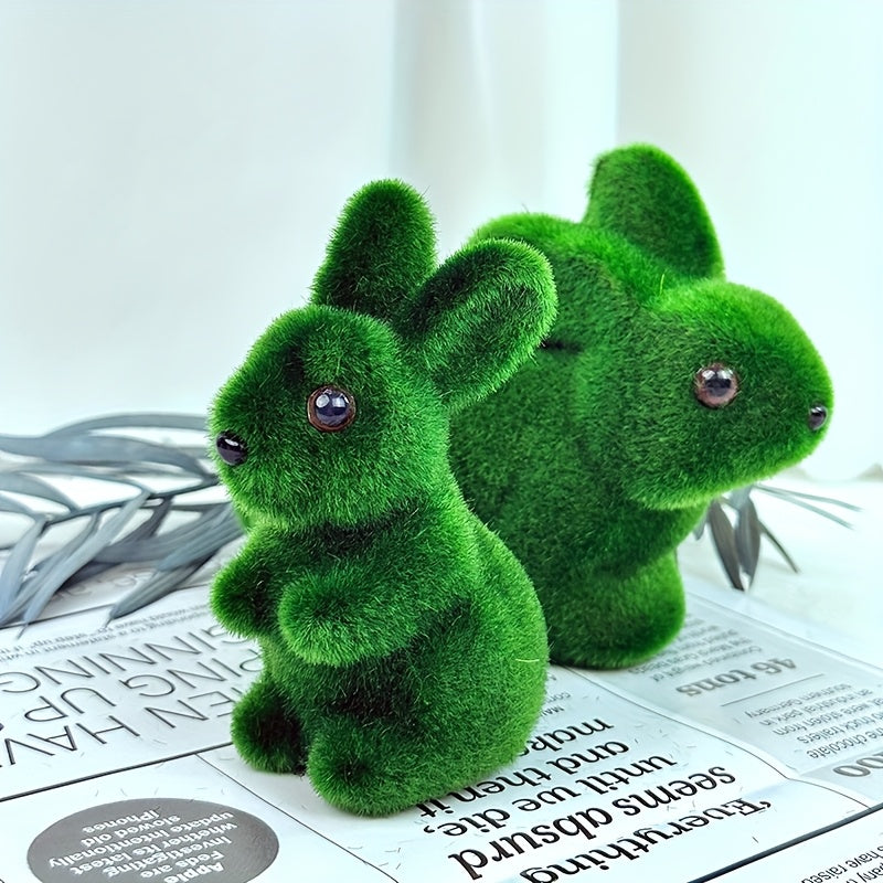 Easter Bunny Green Foam Flocking 3D Moss Bunny Craft - Artistic Garden Ornaments, Great for Room Decoration