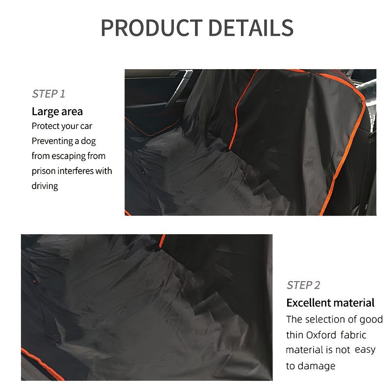 Waterproof Foldable Pet Car Seat Cover - Durable Rear Seat Protector for Dogs and Cats, Easy-to-Clean Fabric
