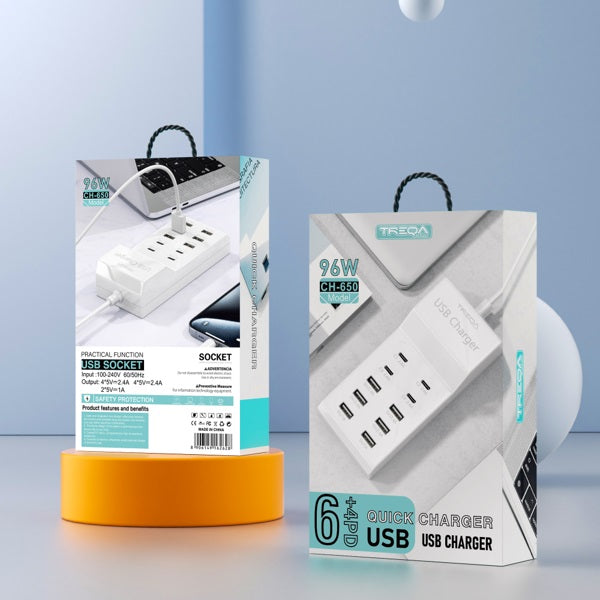 CH-650 Treqa 6USB Port + 4PD USB Hub