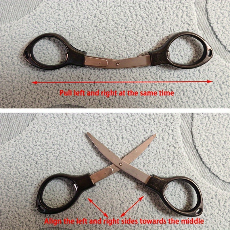 Compact, Portable Folding Scissors with Plastic Handle, Ambidextrous, Non-Electric, Black