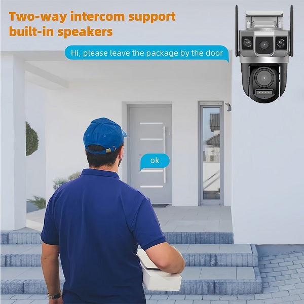 JG20375625 4G Dual Lens Three Screen Security Camera With PIR Detection 380V Pro App
