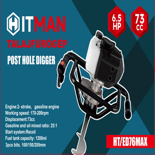 Hitman HT-ED76MAX Ground Driller 73CC 6.5HP