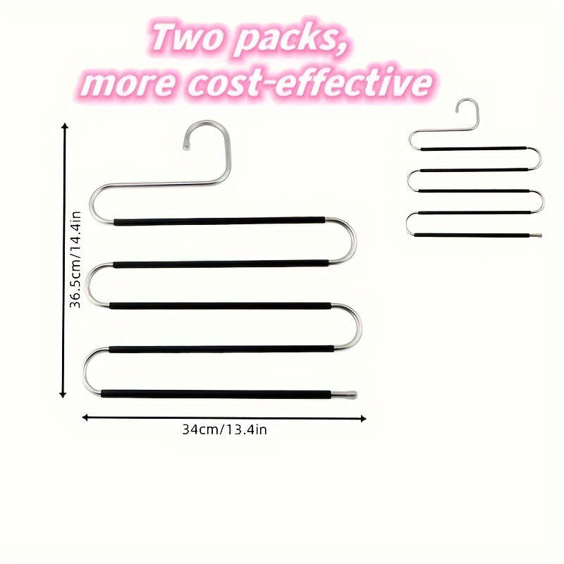 1pcs Stainless Steel Multi-Layer Pants Rack, S-Shaped Non-Slip Wardrobe Organizer