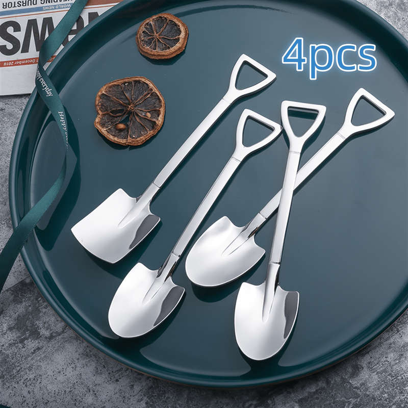 4pcs Set of Shovel-Shaped Stainless Steel Spoons