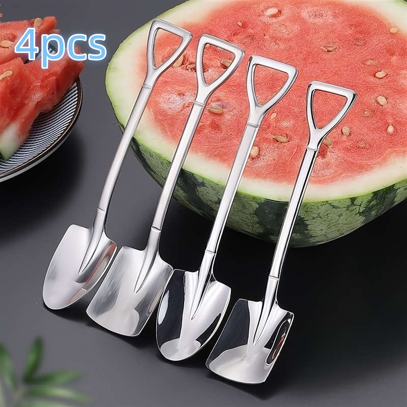 4pcs Set of Shovel-Shaped Stainless Steel Spoons