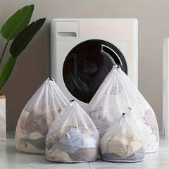 1 Durable Polyester Mesh Laundry Storage Bag With Drawstring