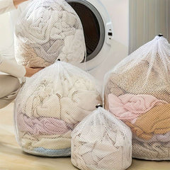 1 Durable Polyester Mesh Laundry Storage Bag With Drawstring