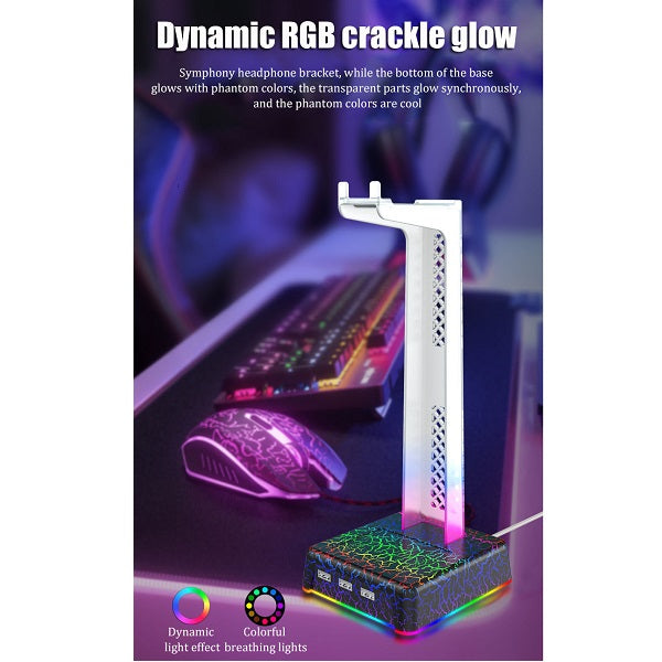 JG20375653 RGB LED Headphone Stand With 3 Port USB Hub Z3