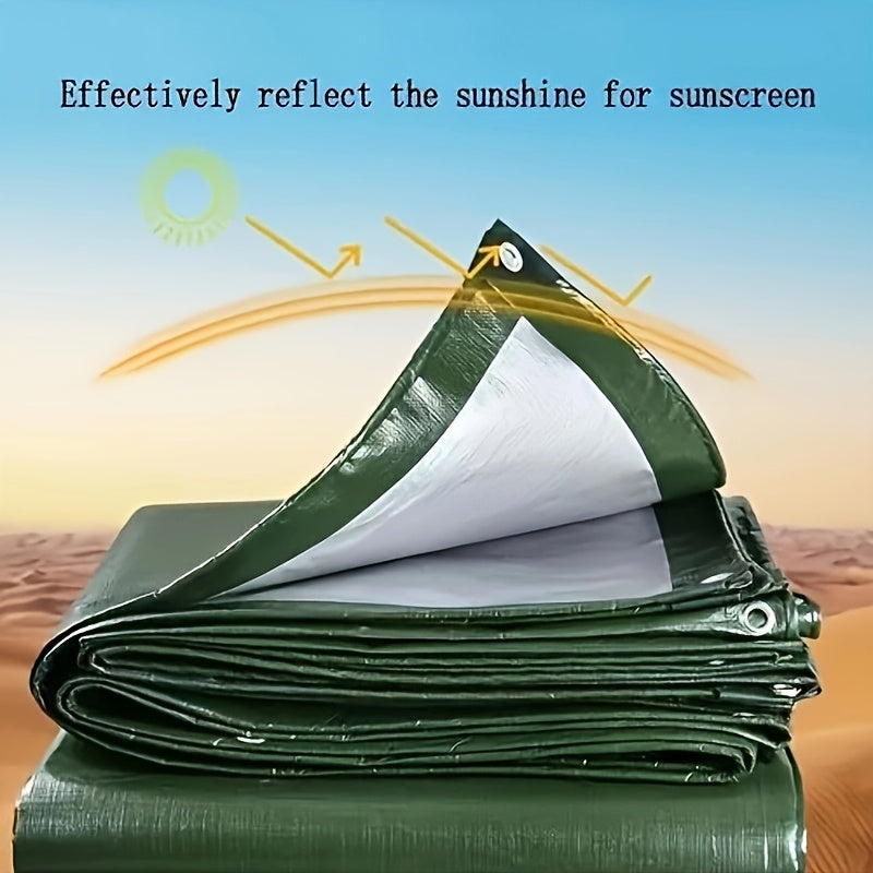 One Pack of Waterproof Tarpaulin, Military Green Silvery Waterproof Plastic Tarpaulin, Effective Waterproofing, Protecting Your Goods and Cars, Still Keeping You Dry in Rainy Weather, and Effectively Insulating