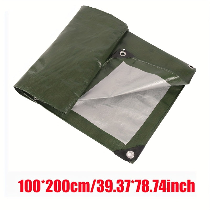 One Pack of Waterproof Tarpaulin, Military Green Silvery Waterproof Plastic Tarpaulin, Effective Waterproofing, Protecting Your Goods and Cars, Still Keeping You Dry in Rainy Weather, and Effectively Insulating