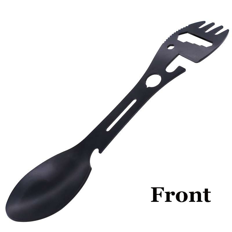 1pc Compact 10-in-1 Stainless Steel Multi-Tool Spork