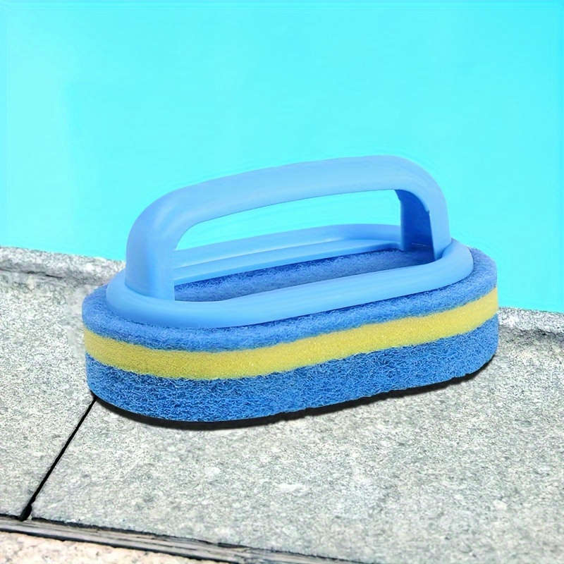 3-Layer Household Cleaning Sponge With Handle - Multipurpose Plastic Scouring Pad For Bathroom, Kitc