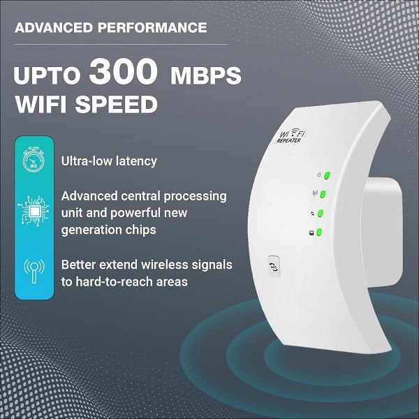 WiFi Range Extender And Repeater With 300Mbps Wireless Signal Booster And Ethernet Port