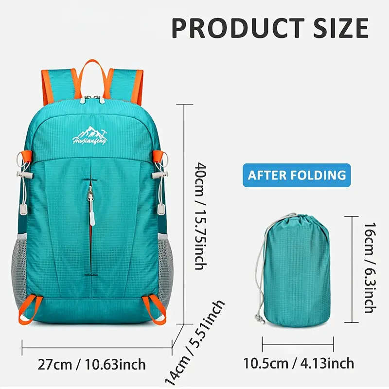 Lightweight Folding Backpack Hydrophobic Nylon Unisex Laptop Business Bag Utility Pocket Shoulder Bag