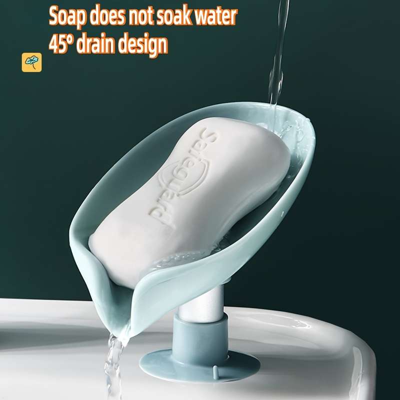 Leaf Shape Wall Mounted Soap Dish with Suction Cup Base