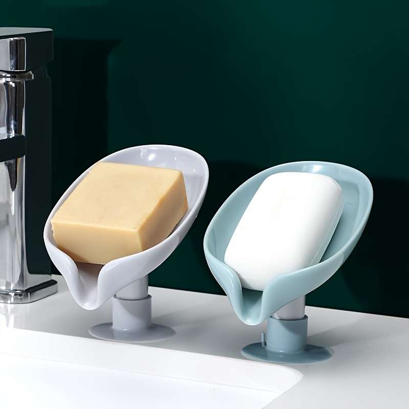 Leaf Shape Wall Mounted Soap Dish with Suction Cup Base