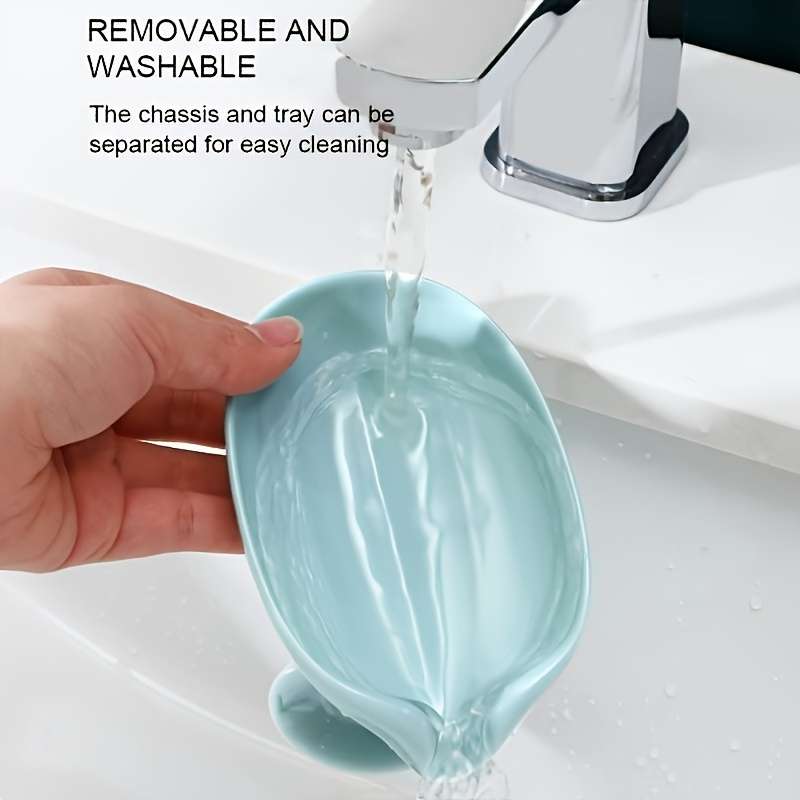 Leaf Shape Wall Mounted Soap Dish with Suction Cup Base