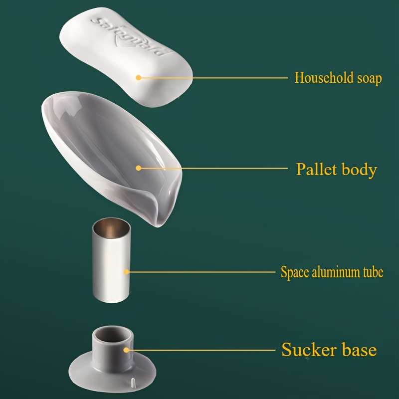 Leaf Shape Wall Mounted Soap Dish with Suction Cup Base