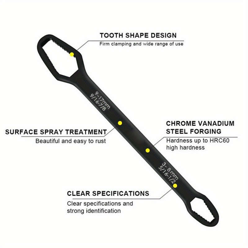 1 piece universal self-adjusting multi-function wrench