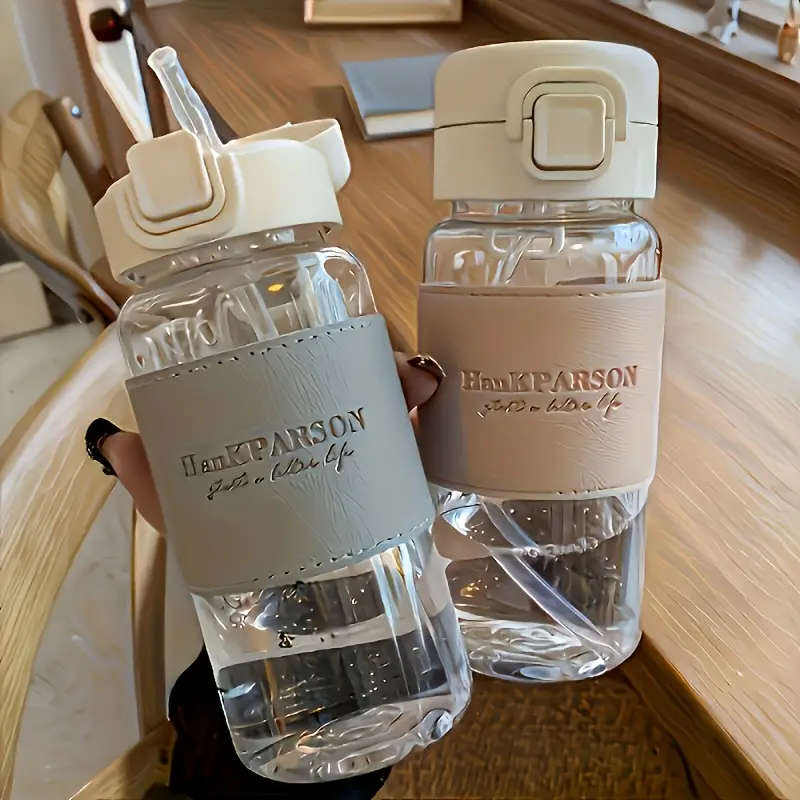 1pcs 500ml BPA Free Plastic Water Bottle with Straw Flip Cap Leakproof and Durable for Outdoor Sports
