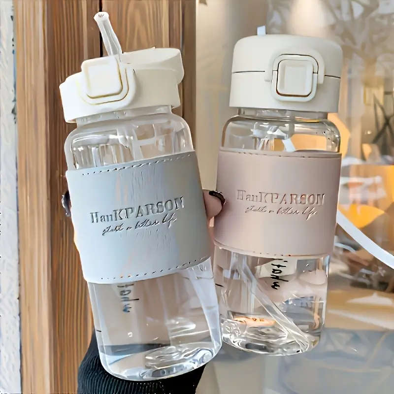 1pcs 500ml BPA Free Plastic Water Bottle with Straw Flip Cap Leakproof and Durable for Outdoor Sports