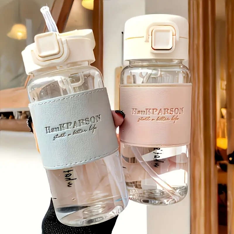1pcs 500ml BPA Free Plastic Water Bottle with Straw Flip Cap Leakproof and Durable for Outdoor Sports