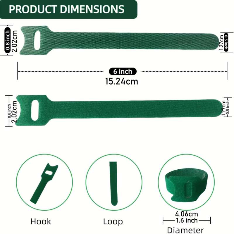 50 Pieces Reusable 6 Inch Adjustable Non-Slip Nylon Plant Ties