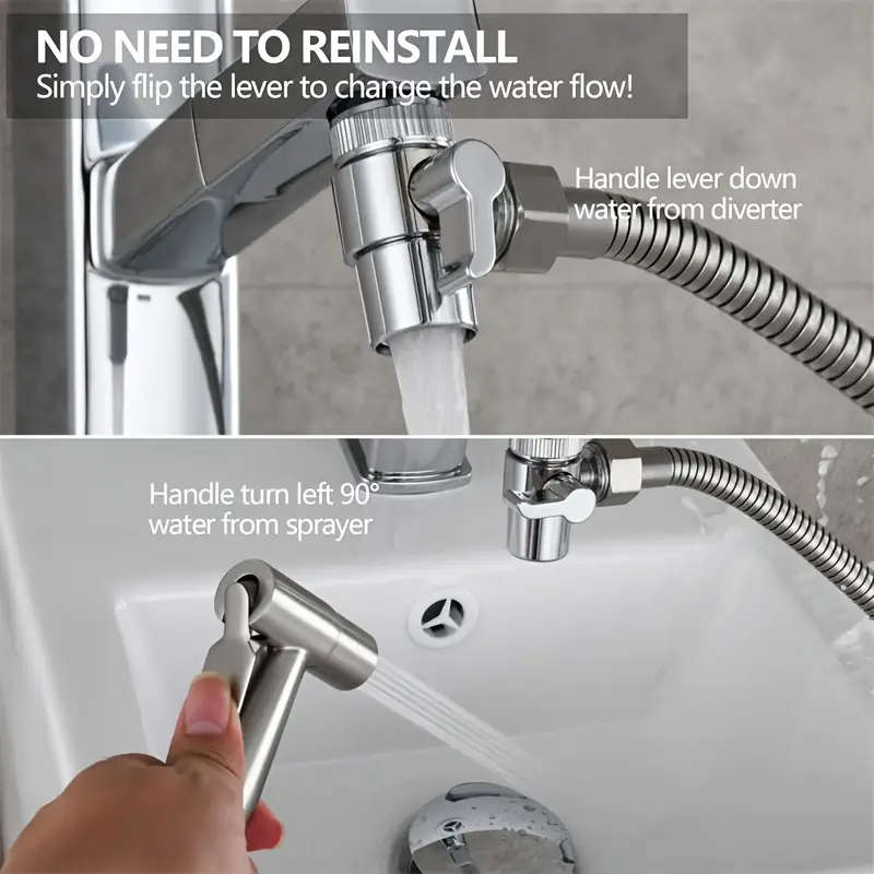 1pcs Universal Faucet Sink Valve Diverter Hand Held Shower Head Adapter Bathroom Kitchen Sink Faucet Replacement Parts European and American Standard Connector