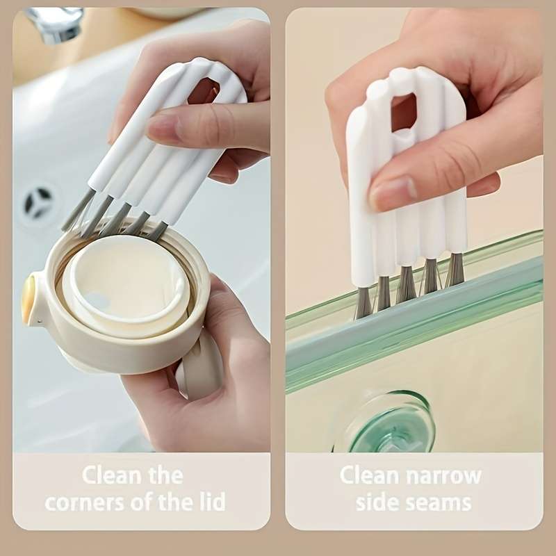 Multifunctional flexible crevice brush, cup cover groove, pacifier and bottle crevice brush, household soft bristle