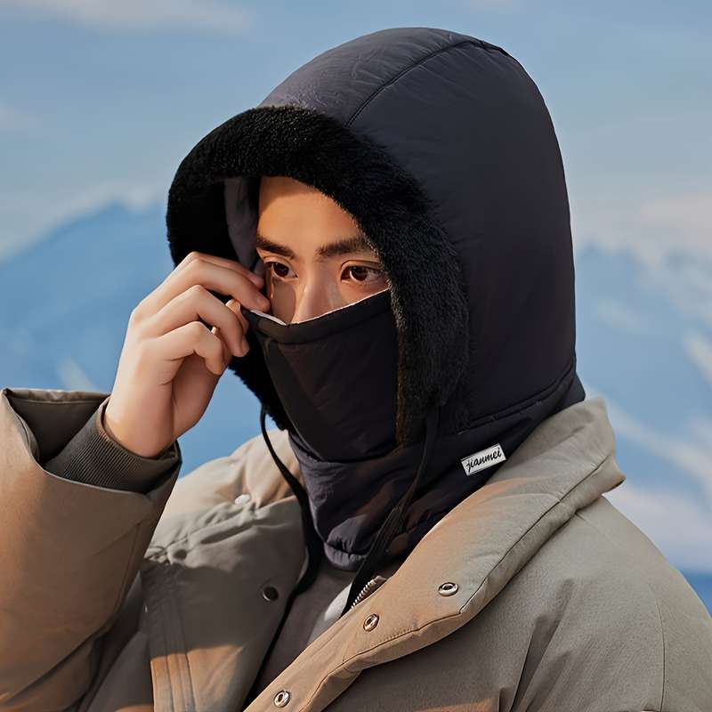 1 Top Winter Warm Fleece Lined Knitted Fabric Polyester Hat