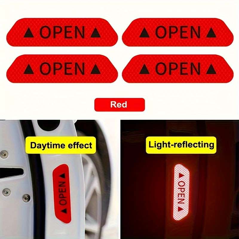 4 reflective warning stickers for car doors