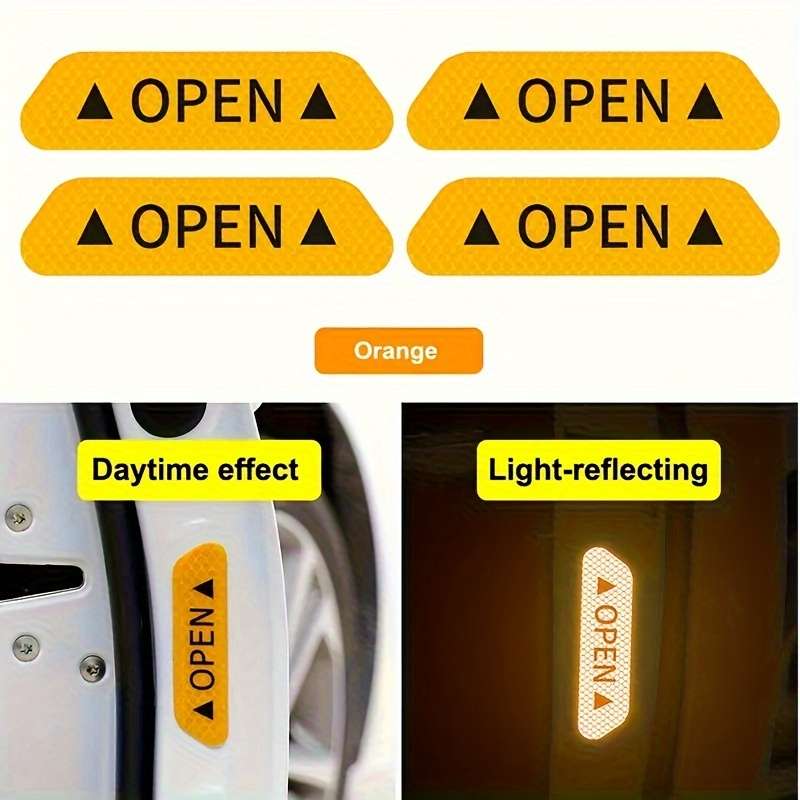 4 reflective warning stickers for car doors
