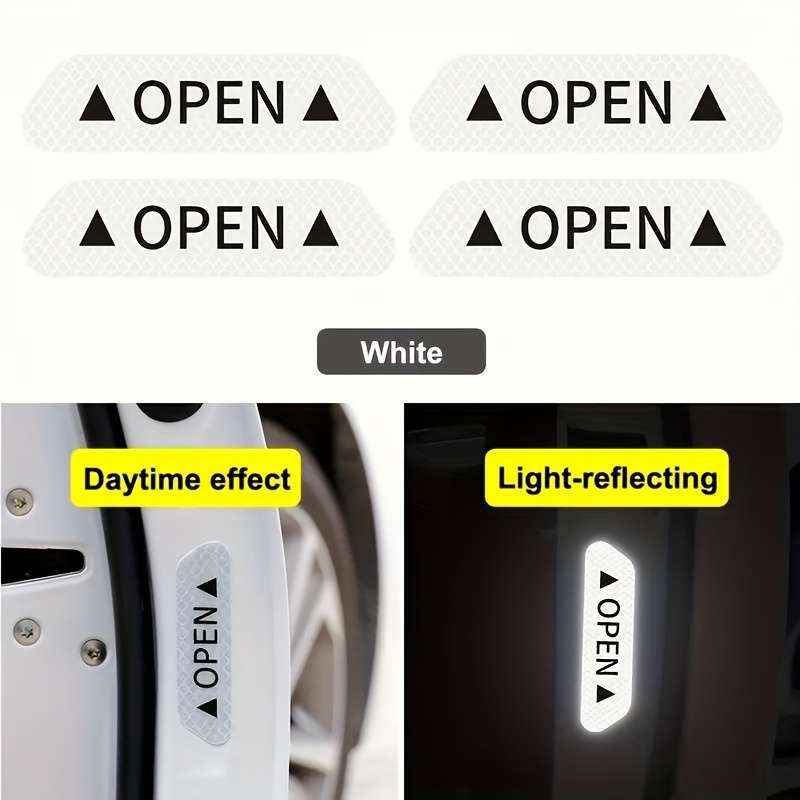 4 reflective warning stickers for car doors
