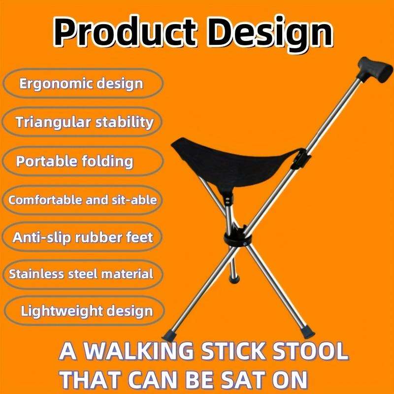 1 2-in-1 folding cane and stool