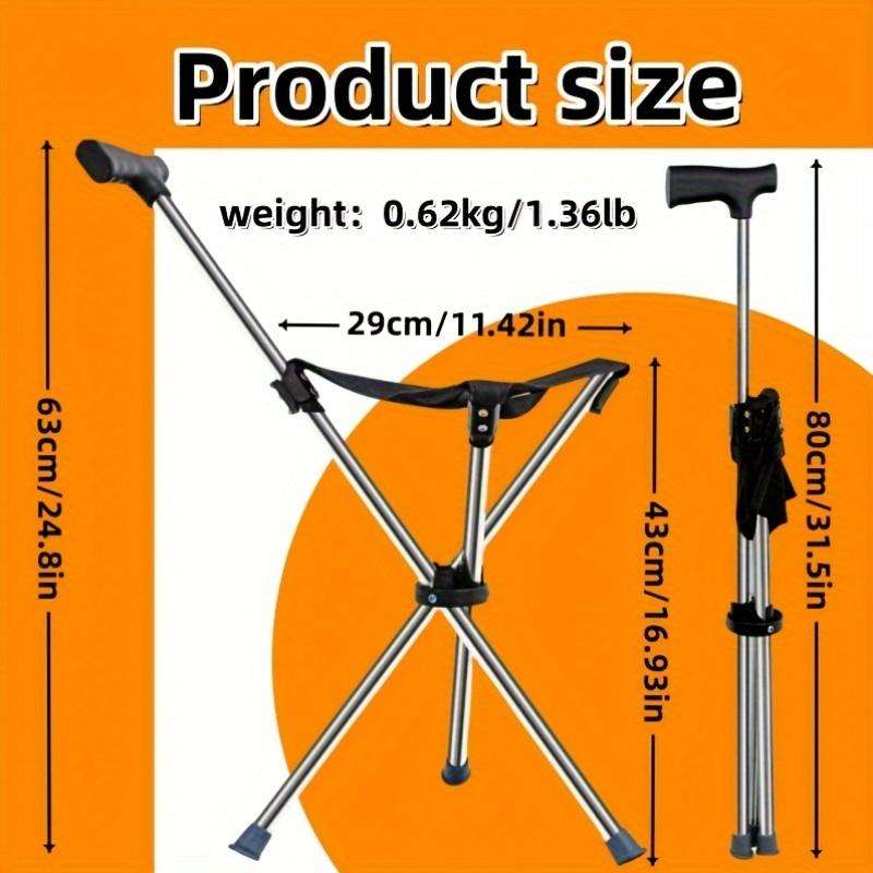 1 2-in-1 folding cane and stool