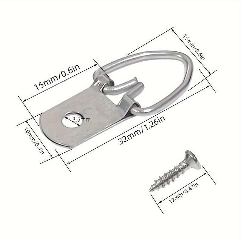 Metal D-ring picture hanger (with screws)