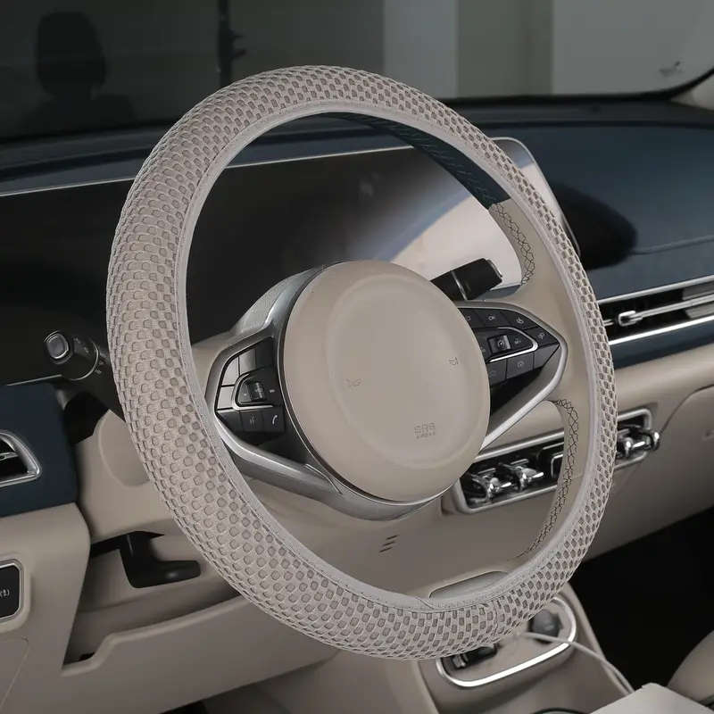 Breathable ice silk fiber cloth car steering wheel cover