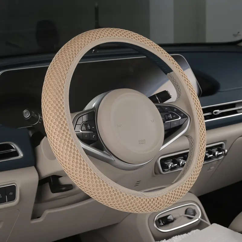 Breathable ice silk fiber cloth car steering wheel cover