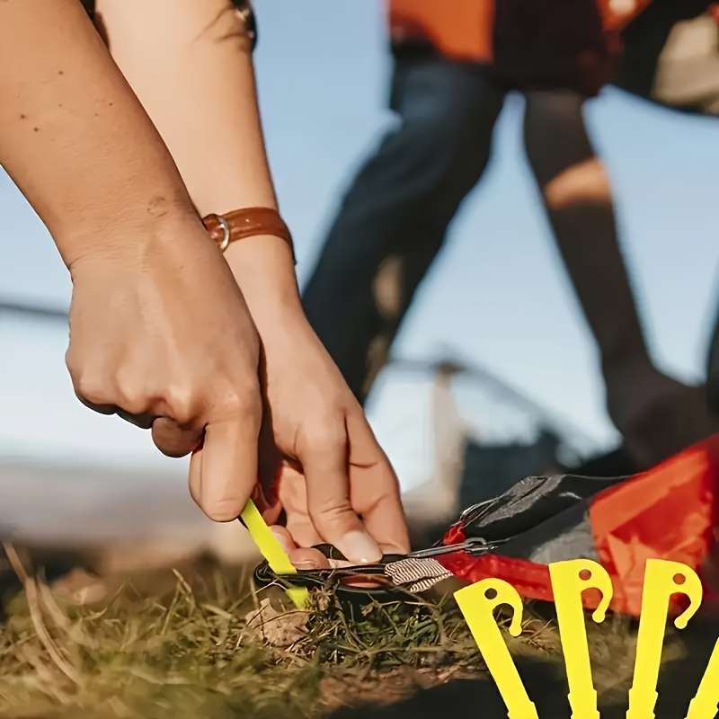 Heavy-duty 5" tent pegs with sharp hooks