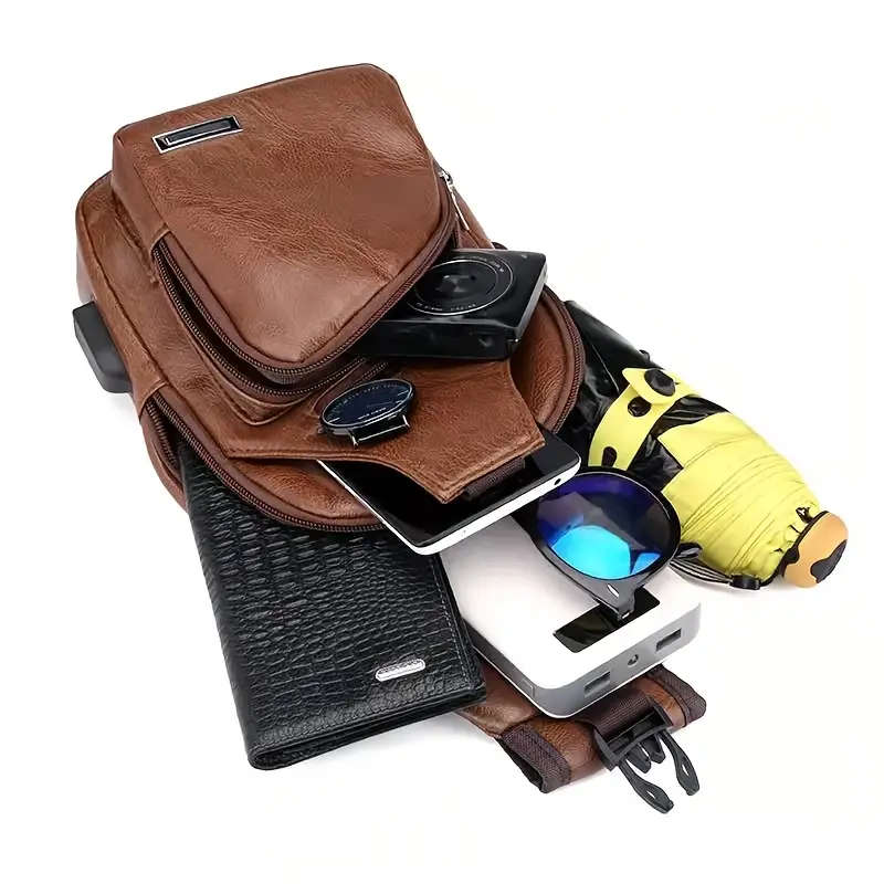 1 x Men's PU leather messenger bag