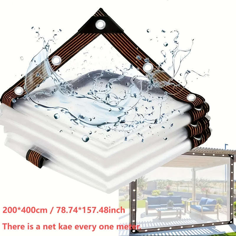 1 transparent waterproof tarpaulin with cable loop 2m×4m
