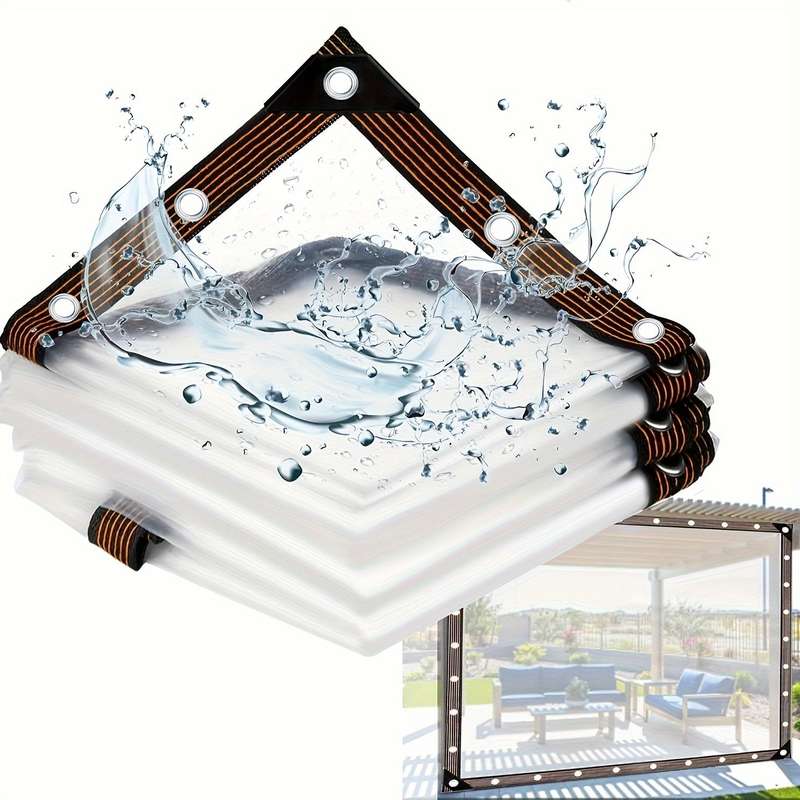 1 transparent waterproof tarpaulin with cable loop 2m×4m
