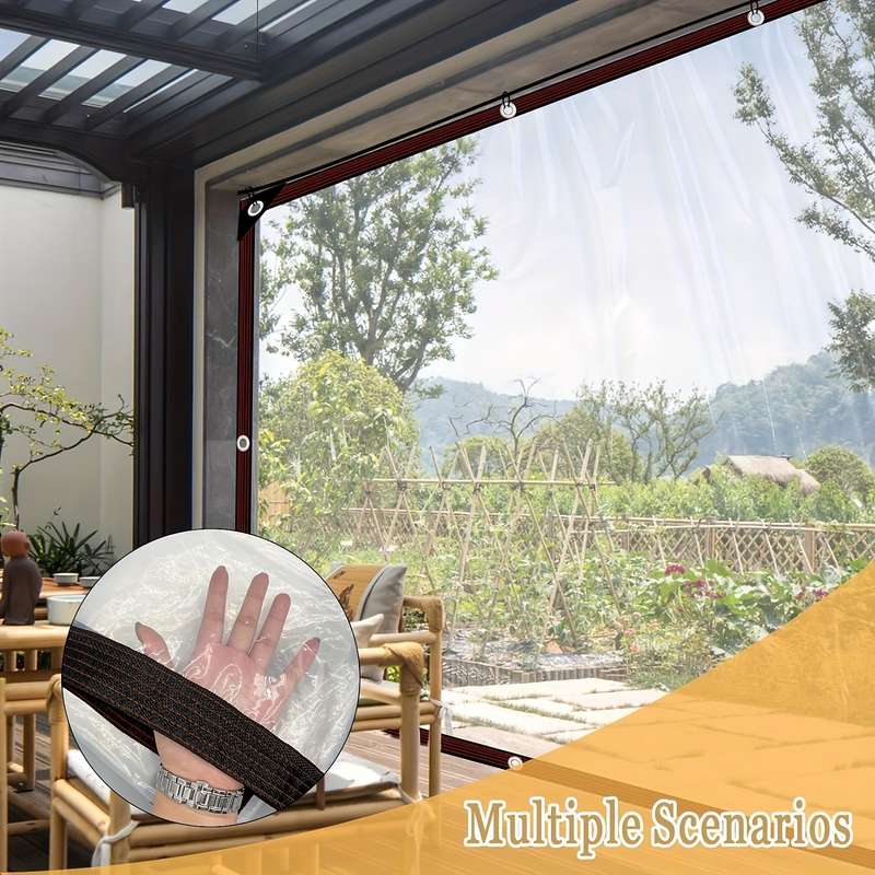 1 transparent waterproof tarpaulin with cable loop 2m×4m