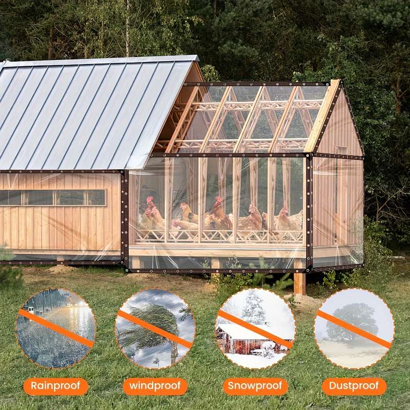 1 transparent waterproof tarpaulin with cable loop 2m×4m