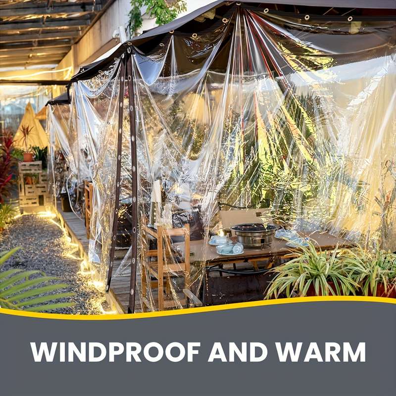 1 transparent waterproof tarpaulin with cable loop 2m×4m