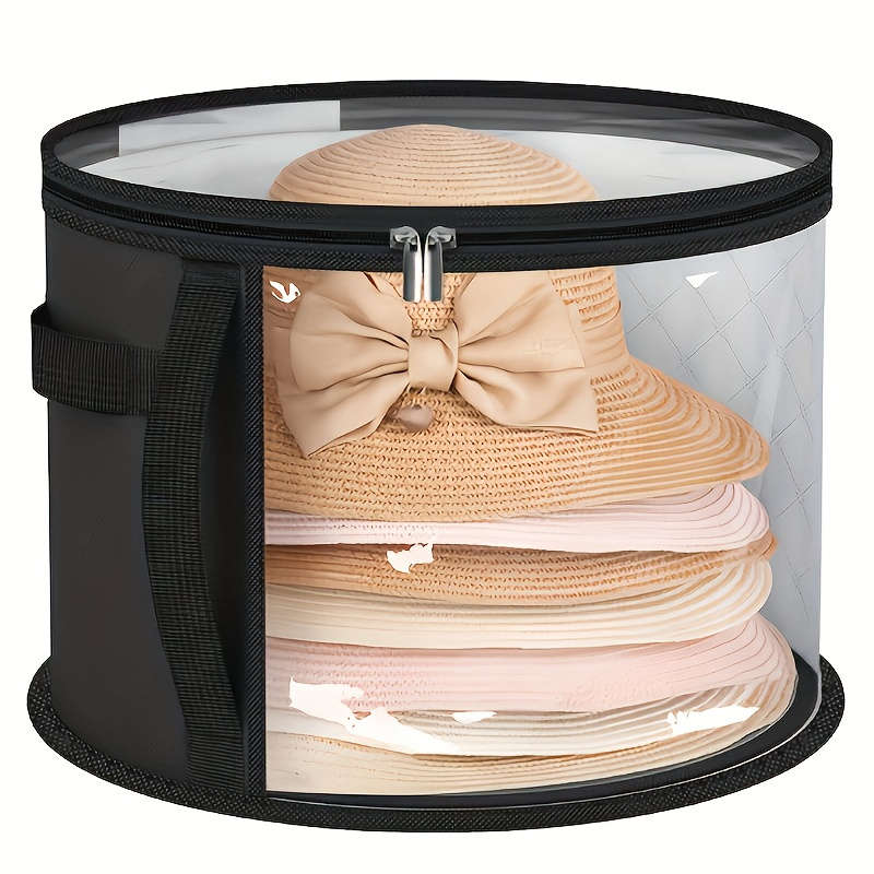 Chic and simple transparent hat storage bag with transparent viewing window, double zipper, sturdy and durable