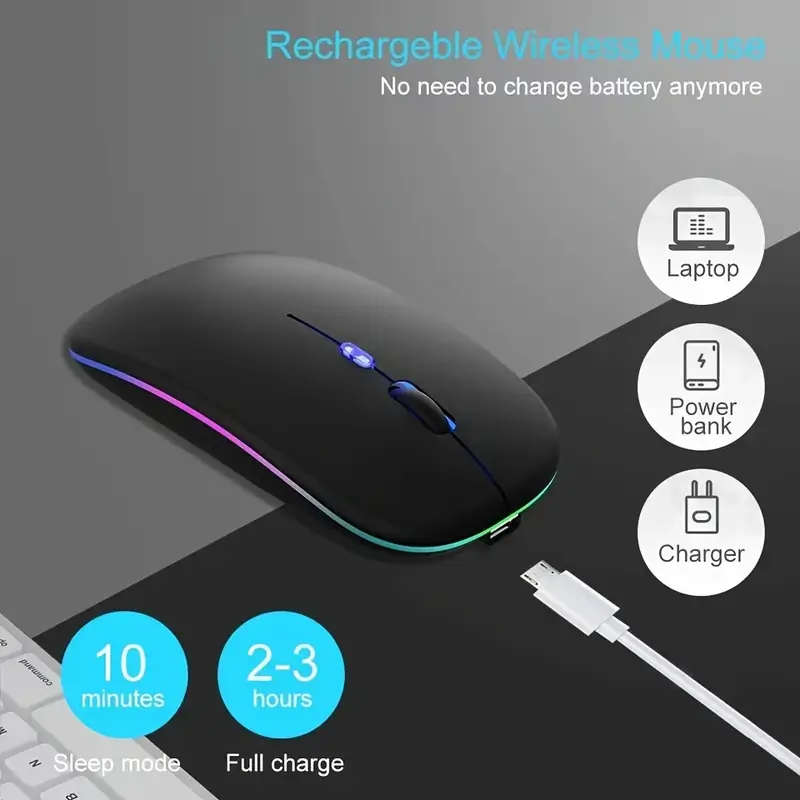 1pcs Wireless Mouse Dual Mode Mouse Rechargeable Mouse Comfortable Touch Ergonomic Design Gaming Mouse
