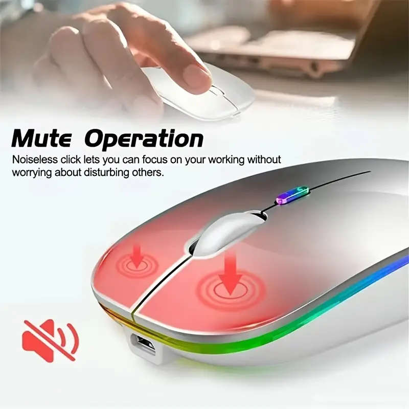 1pcs Wireless Mouse Dual Mode Mouse Rechargeable Mouse Comfortable Touch Ergonomic Design Gaming Mouse
