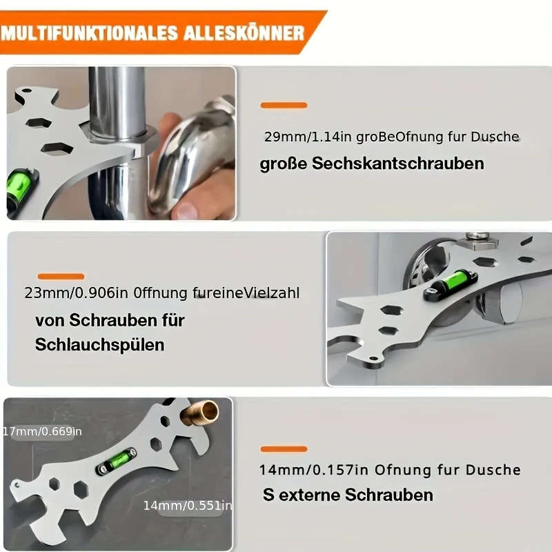 1 piece stainless steel shower installation wrench