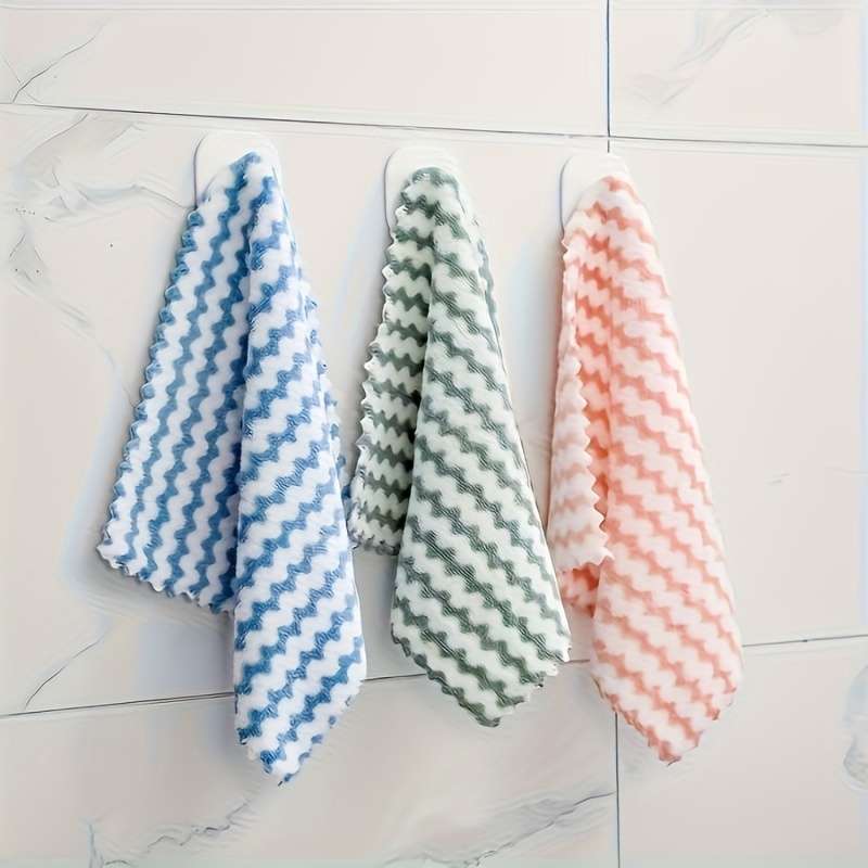 5pc microfiber dish towel, thick coral fleece cationic double-sided soft and absorbent